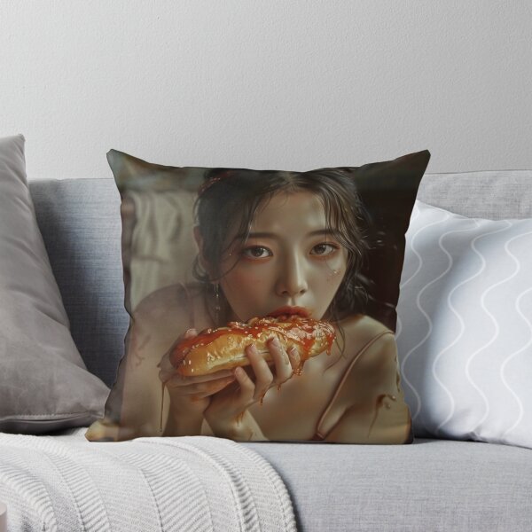 Item preview, A wonman eating a hot dog with a sexy expression. designed and sold by HANGLEMAN.