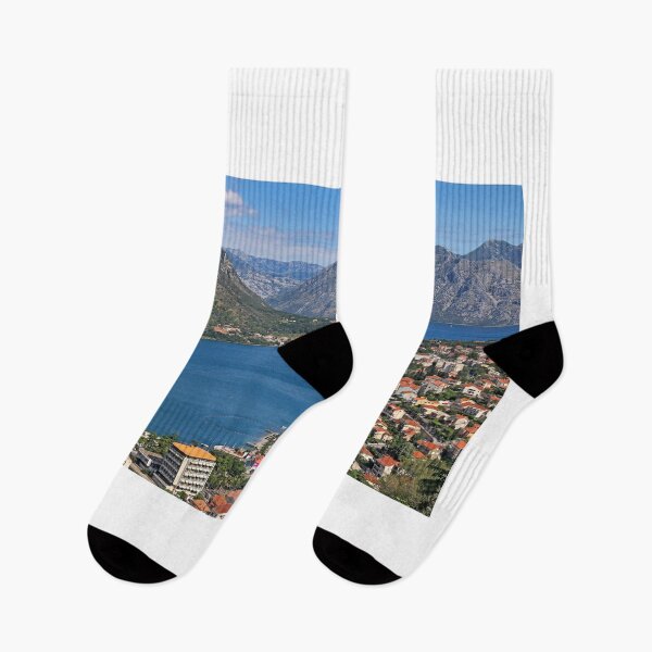 Item preview, Panorama view of the historic Church of Our Lady of Remedy overlooking the old town of Kotor and Bay of Kotor, Montenegro designed and sold by goceris.