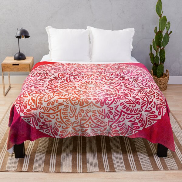 Item preview, Orange red white vibrant boho mandala art designed and sold by BridgingThought.