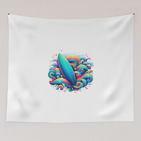 Item preview, Colorful wave mix with surfboard designed and sold by ModederZukunft.