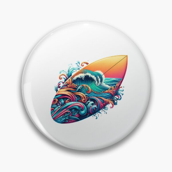 Item preview, Colorful surfboard with waves designed and sold by ModederZukunft.