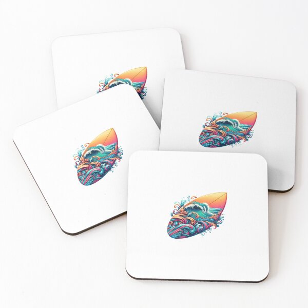 Item preview, Colorful surfboard with waves designed and sold by ModederZukunft.