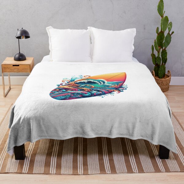 Item preview, Colorful surfboard with waves designed and sold by ModederZukunft.