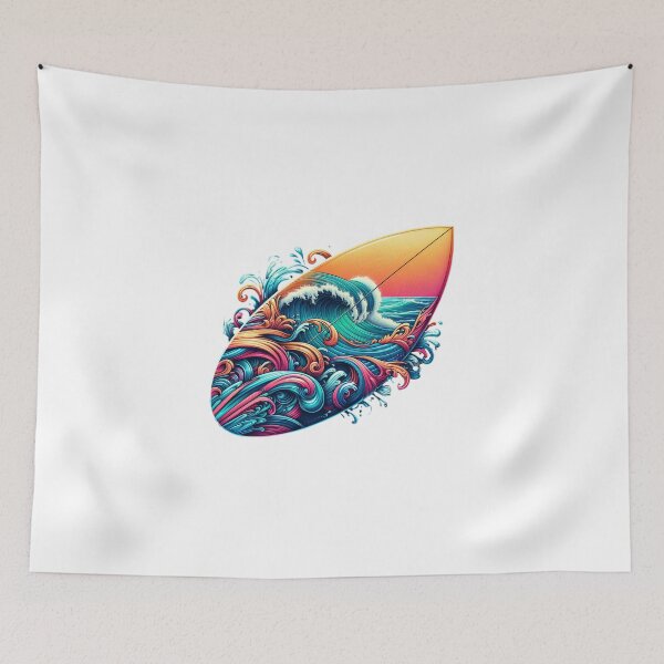 Item preview, Colorful surfboard with waves designed and sold by ModederZukunft.