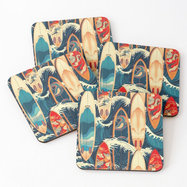 Item preview, Surf Boards With Waves Pattern designed and sold by NicolasGlowArt.