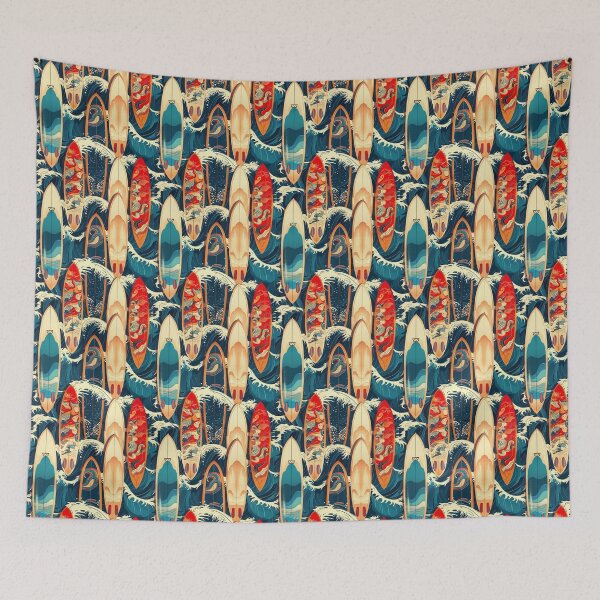 Item preview, Surf Boards With Waves Pattern designed and sold by NicolasGlowArt.