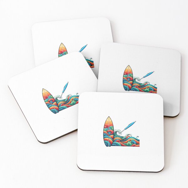 Item preview, Colorful waves with colorful surfboard designed and sold by ModederZukunft.