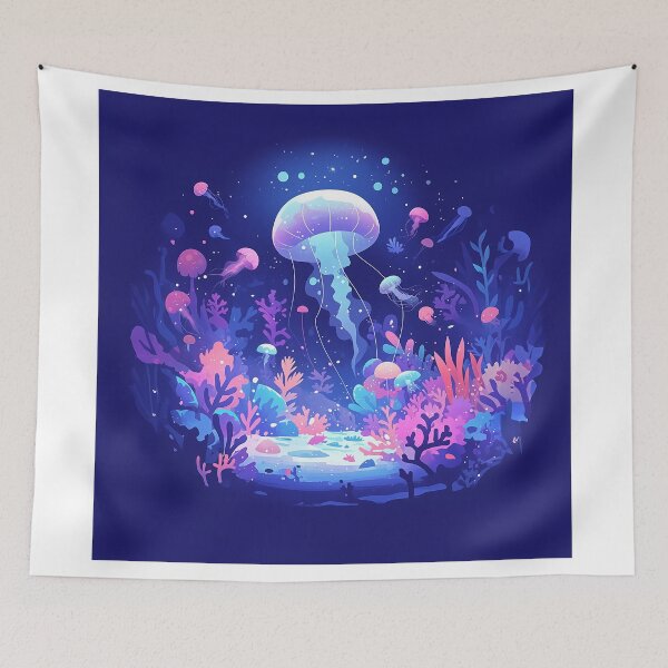 Item preview, Glowing Underwater Coral Scene with Jellyfish designed and sold by Christian Weiss.
