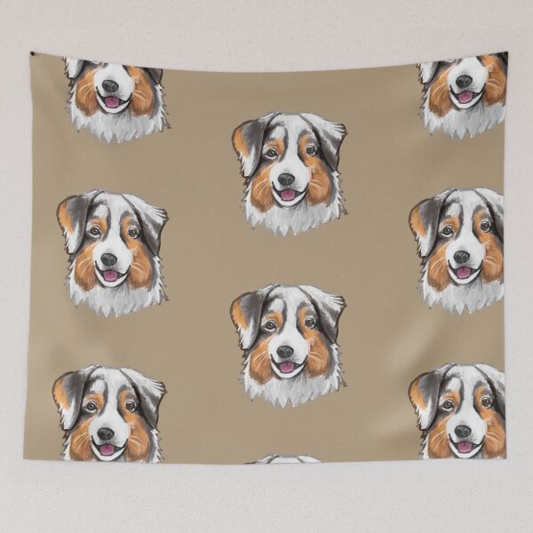 Aperçu de l'œuvre Visage de dessin animé d'un chien de berger australien créée et vendue par CreateForDogs.