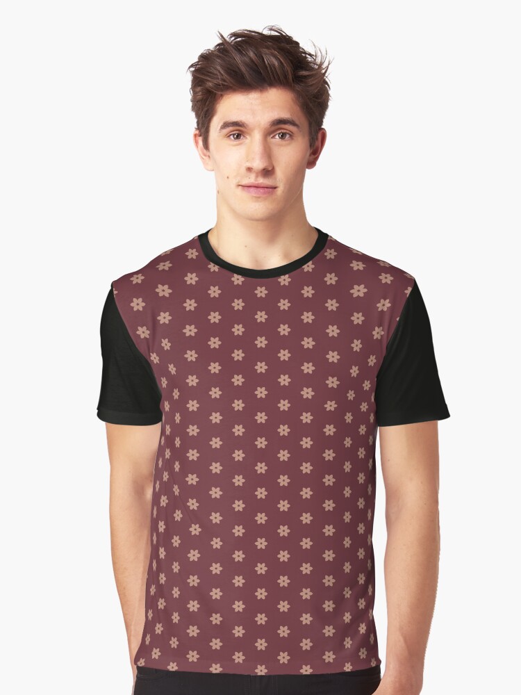 Graphic T-Shirt, Geometric Royal Circle Cork Flowers On Cabernet designed and sold by Triplicate Limited