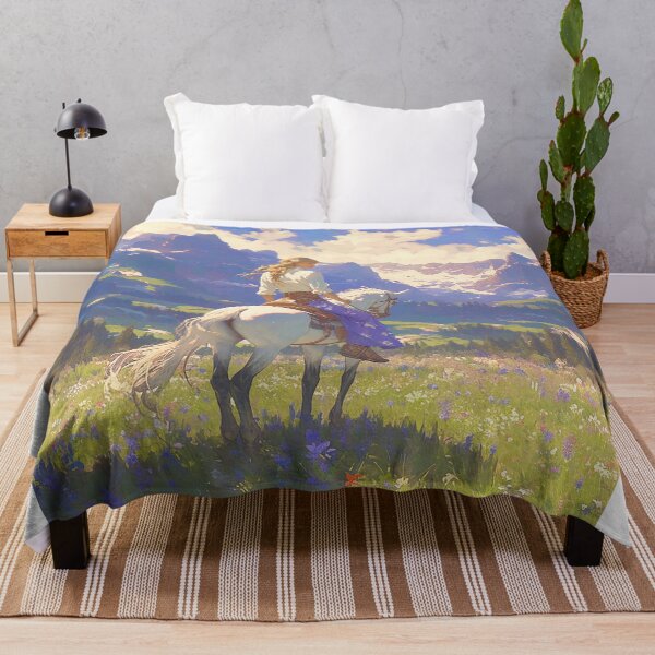 Item preview, Cowgirl Riding Horse in Meadow with Mountains designed and sold by Christian Weiss.