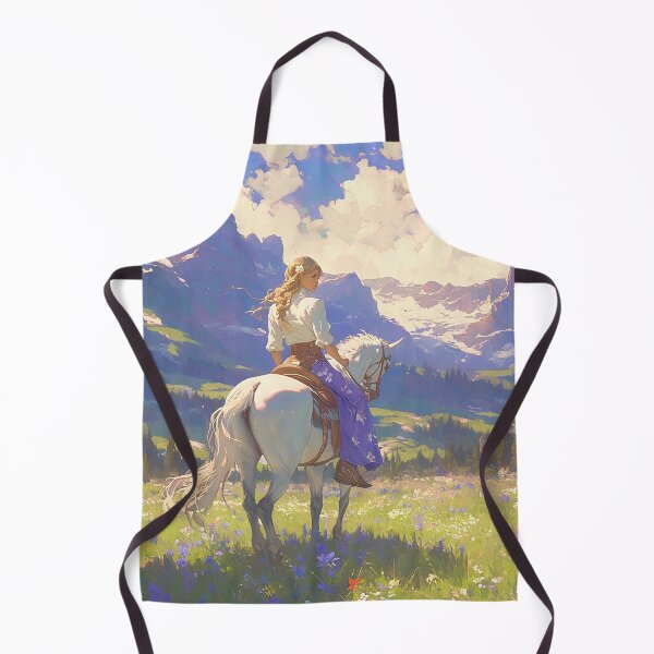 Item preview, Cowgirl Riding Horse in Meadow with Mountains designed and sold by Christian Weiss.