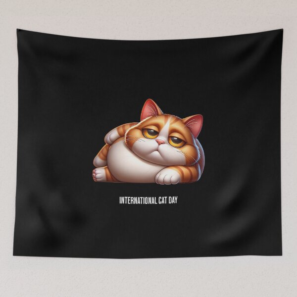 Item preview, Fat cat relaxing - International Cat Day designed and sold by Pflugart.