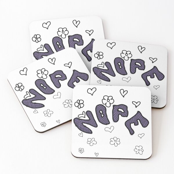 Item preview, Purple word "Nope" with hearts and flowers  designed and sold by WildebeestSt.