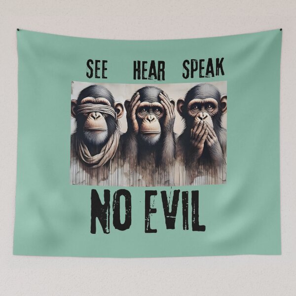 Item preview, Three Wise Monkeys - See Hear Speak No Evil  designed and sold by Nabucodonoshop.