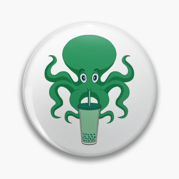 Item preview, Dark green Octopus Drinking Bubble Tea designed and sold by UniqueDesignHub.