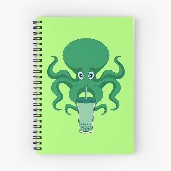 Item preview, Dark green Octopus Drinking Bubble Tea designed and sold by UniqueDesignHub.