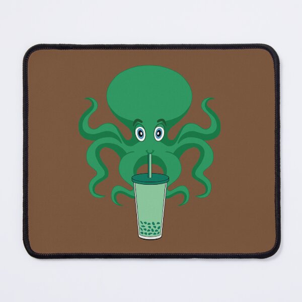 Item preview, Dark green Octopus Drinking Bubble Tea designed and sold by UniqueDesignHub.