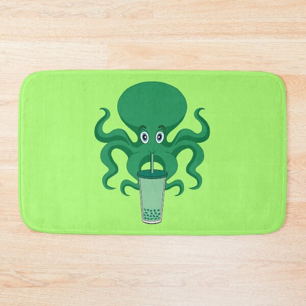 Item preview, Dark green Octopus Drinking Bubble Tea designed and sold by UniqueDesignHub.