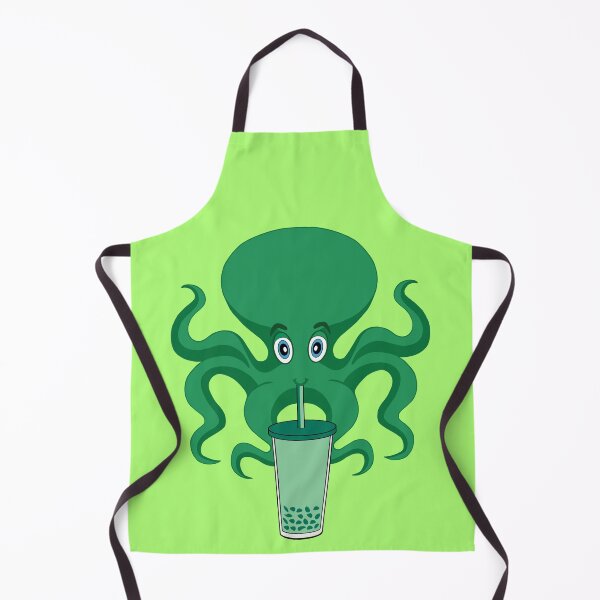 Item preview, Dark green Octopus Drinking Bubble Tea designed and sold by UniqueDesignHub.