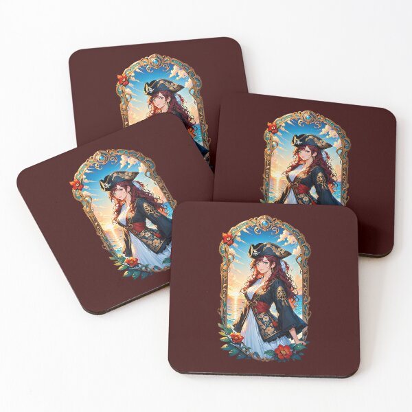 Item preview,  Mary Read female pirate anime retro floral design designed and sold by BorgSpareParts.