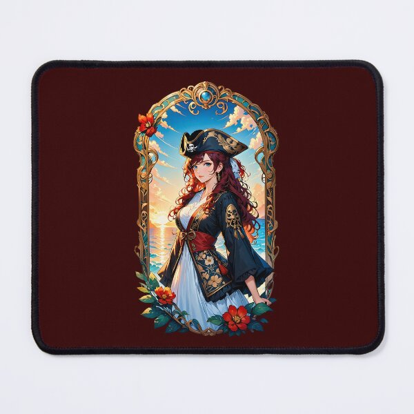 Item preview, Mary Read female pirate anime retro floral design designed and sold by BorgSpareParts.