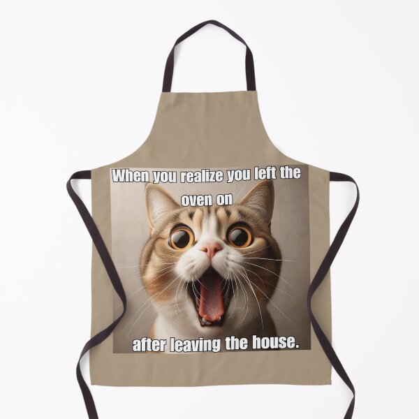 Item preview, Screaming Funny Cat Meme - When You Realize You Left the Oven On After Leaving the House designed and sold by CatmemesArt.