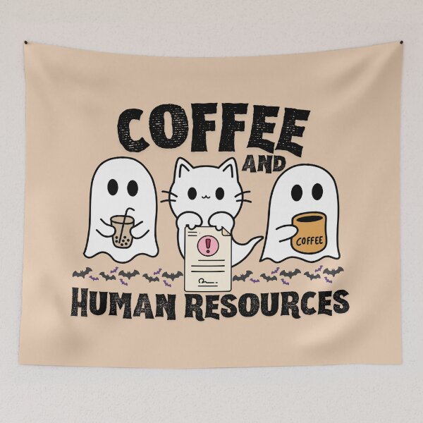Item preview, Ghost Drinking Coffee Halloween Costume Human Resources HR designed and sold by SunfullyYours.