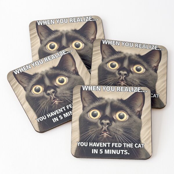 Item preview, Funny Staring Black Cat Meme -  When You Realize You Haven't Fed the Cat in 5 Minutes designed and sold by CatmemesArt.