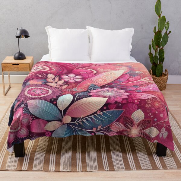 Item preview, Pink flower floral wallpaper illustration design  designed and sold by SpinklyCreations.