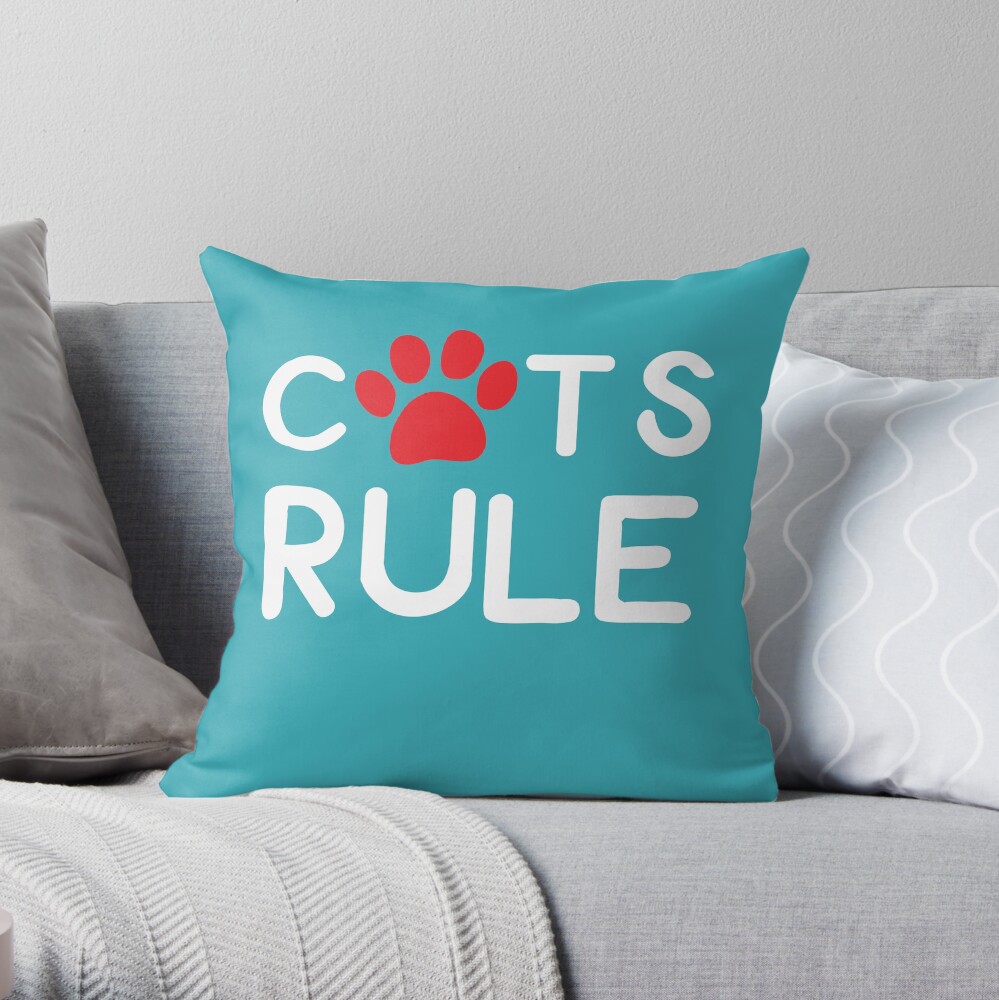 Gift ideas for Cat lovers: Cats Rule Throw Pillow