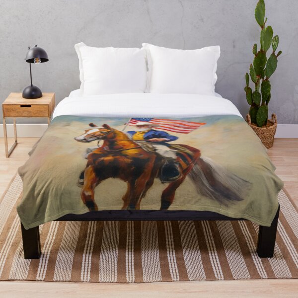 Item preview, An old American man with an American flag in his hand, riding a horse, painted in oil colors designed and sold by mutarid.