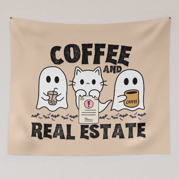 Item preview, Ghost Drinking Coffee Halloween Costume Real Estate Realtor designed and sold by SunfullyYours.
