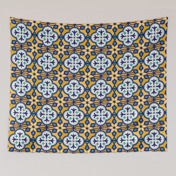 Item preview, Moroccan Tile in Yellow and Blue designed and sold by latheandquill.