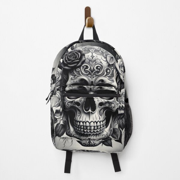 Item preview, Roses and ornamented scull in grayscale designed and sold by Magixa.