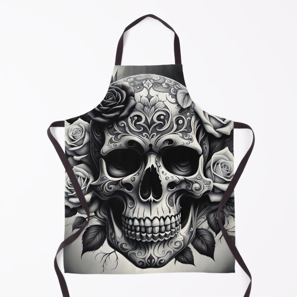 Item preview, Roses and ornamented scull in grayscale designed and sold by Magixa.