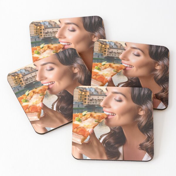 Item preview, beautiful woman eating pizza AI generated designed and sold by europephotos.