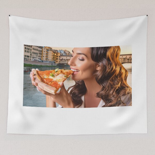 Item preview, beautiful woman eating pizza AI generated designed and sold by europephotos.