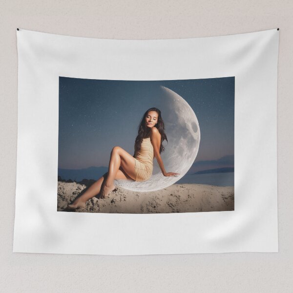 Item preview, beautiful woman seated on moon AI generated designed and sold by europephotos.