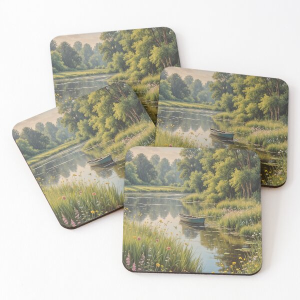Item preview, Misty Lake Serenity: Pastel Boat on Summer Waters Design designed and sold by Lizetteh.