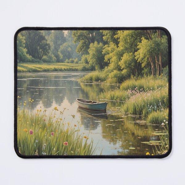 Item preview, Misty Lake Serenity: Pastel Boat on Summer Waters Design designed and sold by Lizetteh.