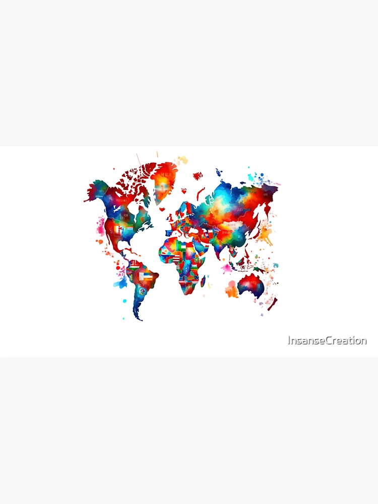 Thumbnail 3 of 3, Cap, Colorful World Map designed and sold by InsanseCreation.