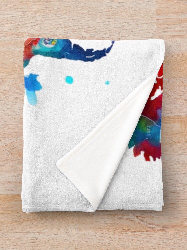 Thumbnail 3 of 6, Throw Blanket, Colorful World Map designed and sold by InsanseCreation.