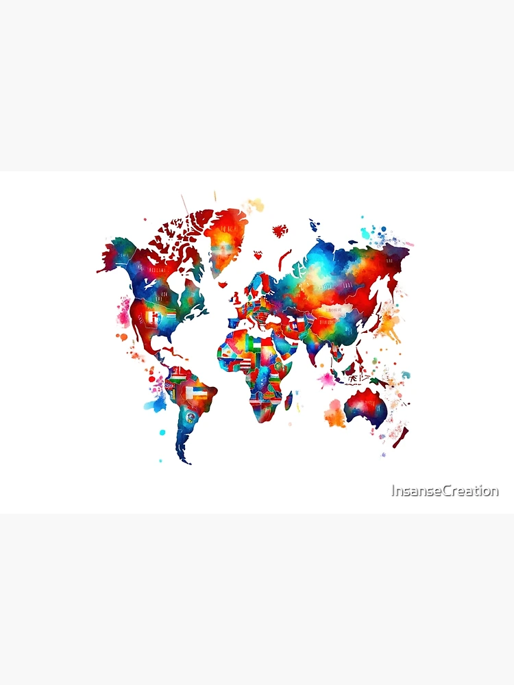 Thumbnail 6 of 6, Bath Mat, Colorful World Map designed and sold by InsanseCreation.