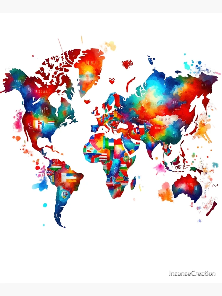 Thumbnail 6 of 6, Apron, Colorful World Map designed and sold by InsanseCreation.