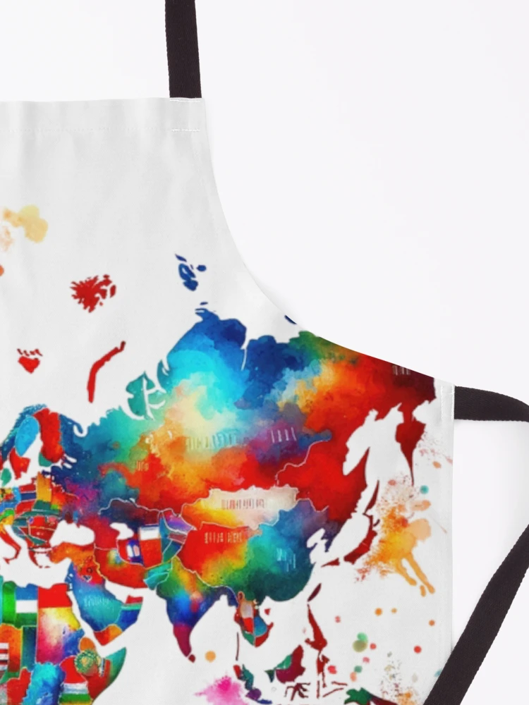 Thumbnail 3 of 6, Apron, Colorful World Map designed and sold by InsanseCreation.