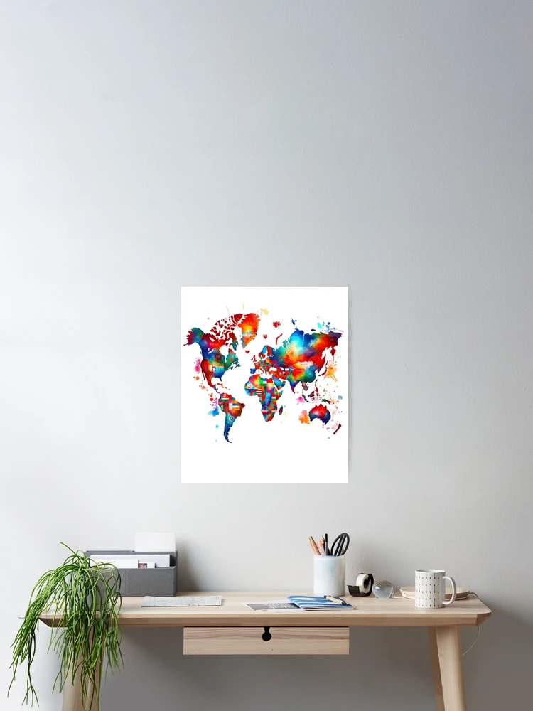 Thumbnail 2 of 3, Poster, Colorful World Map designed and sold by InsanseCreation.