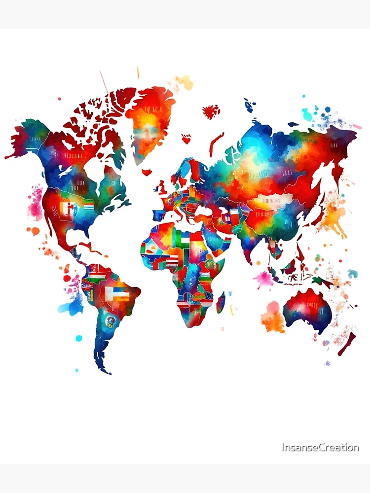 Thumbnail 3 of 3, Poster, Colorful World Map designed and sold by InsanseCreation.
