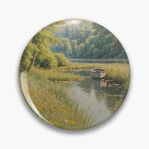 Item preview, Serene Summer Waters: Pastel Boat on Misty Lake Design designed and sold by Lizetteh.