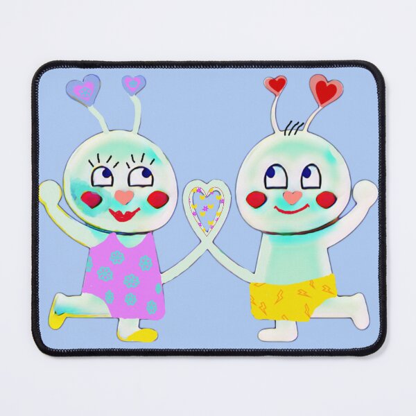 Item preview, Summerlove.(sky blue)funny colorful couple with heart -comic style designed and sold by kikidu21.